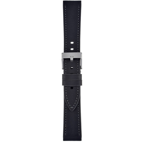 LBS Black Leather Contrast Stitch Strap | 18mm | WV650/18