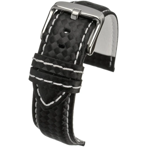 LBS Black Carbon w/ White Stitch Strap | 18mm | WH644/18