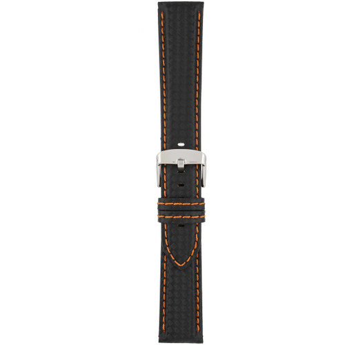 LBS Black Carbon w/ Orange Stitch Strap | 18mm | WH648/18