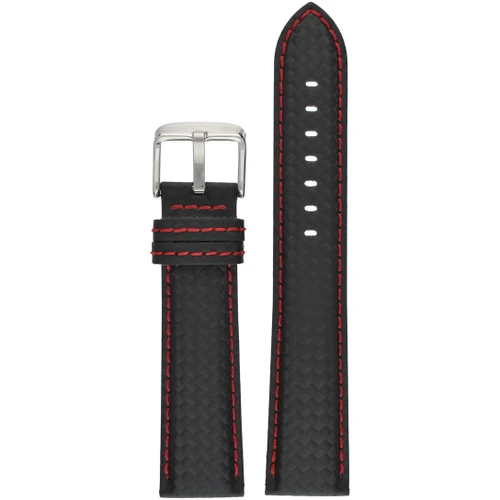 LBS Black Carbon w/ Red Stitch Strap | 18mm | WH647/18