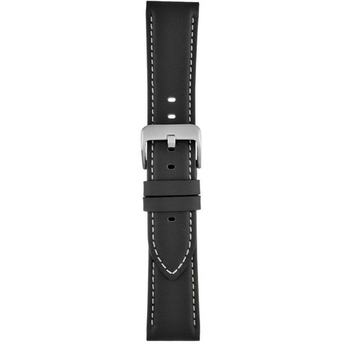 LBS Black Leather Contrast Stitch Strap | 18mm | WV600/18
