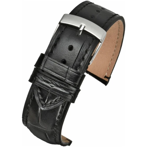LBS Black Handmade Alligator Grain Leather Strap | 20mm