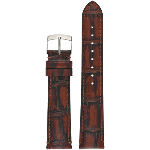 LBS Brown Handmade Alligator Grain Leather Strap | 20mm