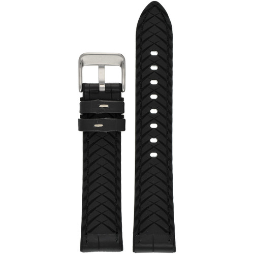 LBS Black Alligator Contrast Stitch Leather/Silicone Strap | 20mm