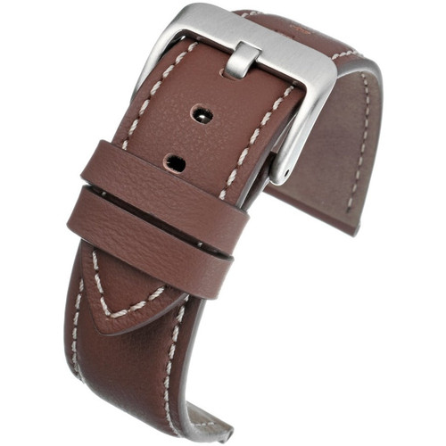 LBS Brown Leather Contrast Stitch Strap | 20mm | WV605/20