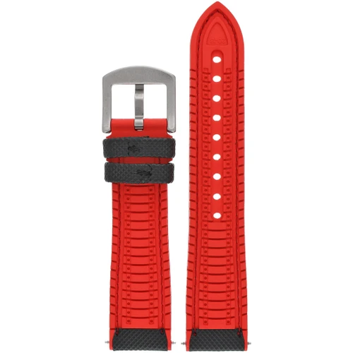 LBS Black/Red Premium Waterproof Hybrid Strap | 18mm