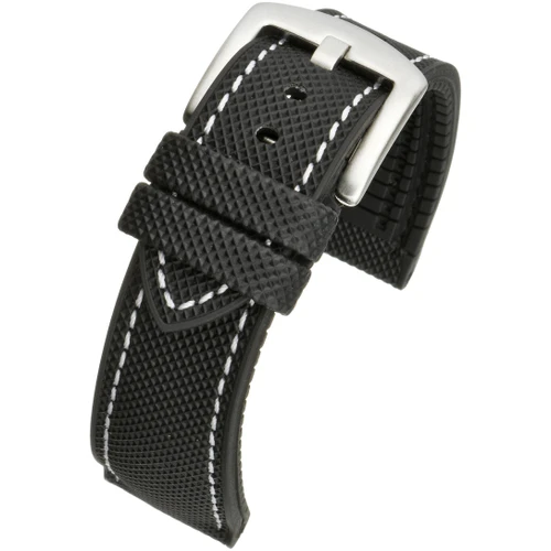 LBS Black/White Premium Waterproof Hybrid Strap | 20mm