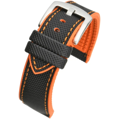 LBS Black/Orange Premium Waterproof Hybrid Strap | 20mm