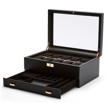Wolf Axis 10 Piece Copper Plated with Drawer Watch Box 488216