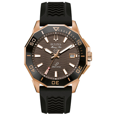 Bulova Marine Star 43mm Quartz Black Silicone Watch 98B421
