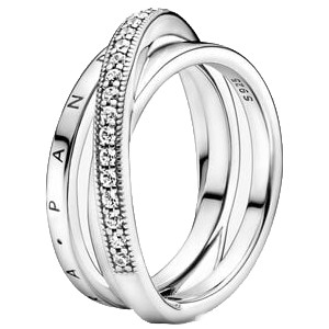 Pandora Crossover Pave Triple Band Ring Silver 199057C01-52