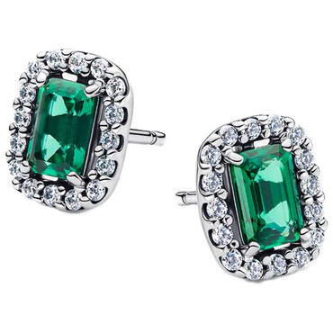 Pandora Stud Earrings with Royal Green Zirconia 294501C01