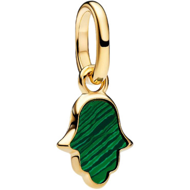 Pandora Green Hamsa Hand Charm 14k Gold-Plated 764612C01