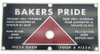 Bakers Pride Push Pull  Nameplate U1224A