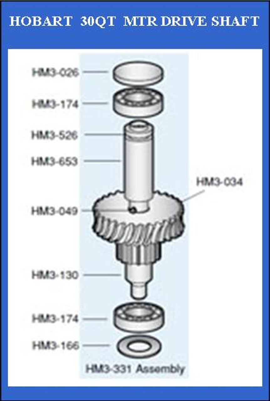 HM3-526 Hobart 30Qt Worm Gear Shaft Step Spacer 270526 - eZkwip