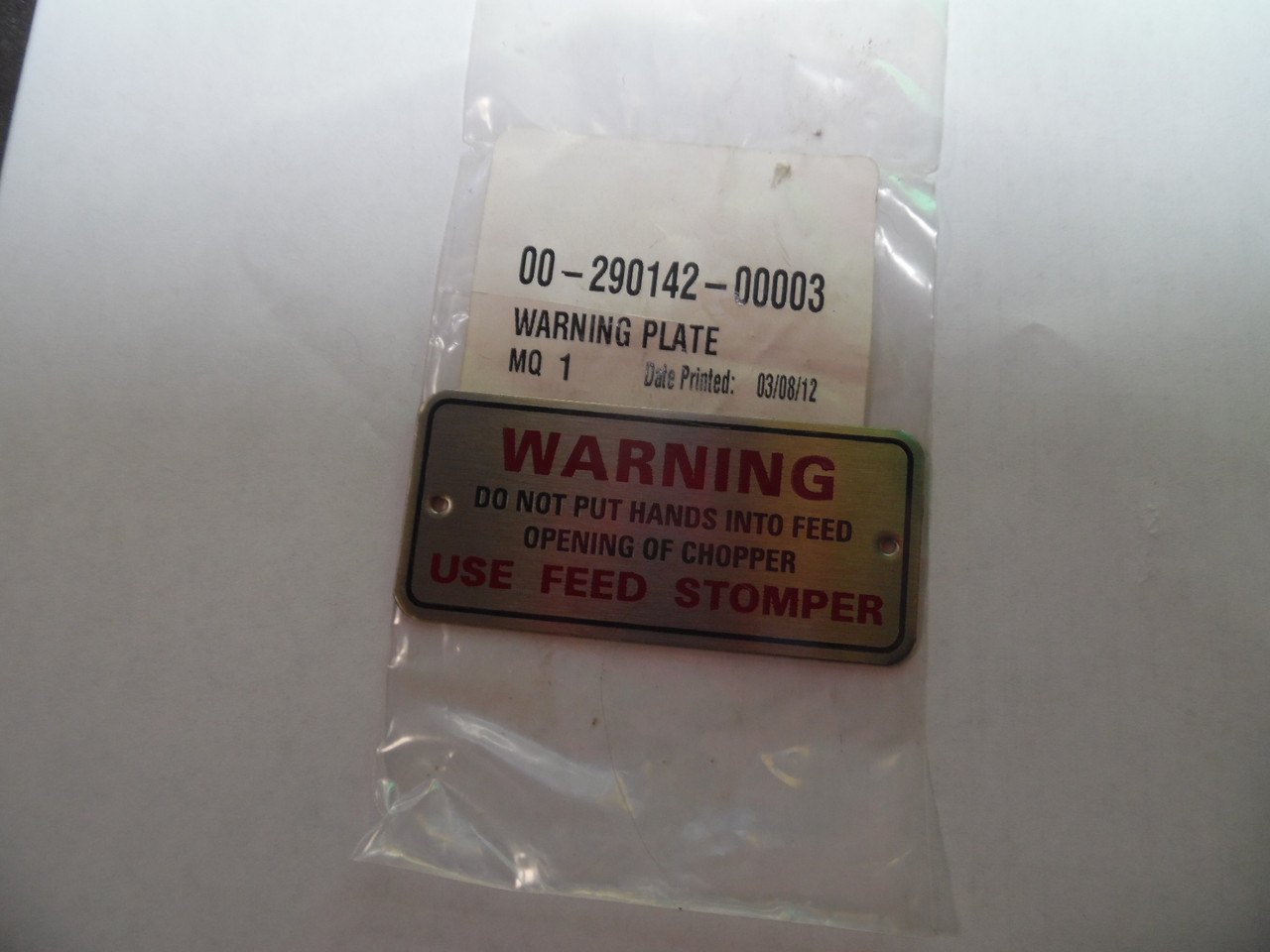 Hobart Metal Warning Label 290142-3