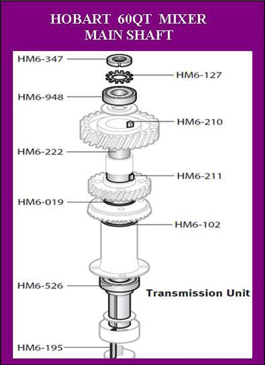 Hobart 60Qt Planetary Shaft Chimney O-Ring 67500-102 67500-00102