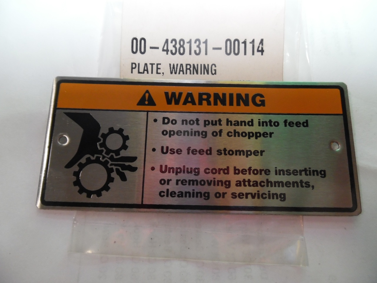 Hobart Metal Warning Label 438131-114