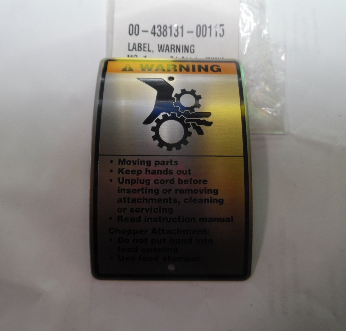 Hobart Metal Curved Slicer Warning Label 438131-115