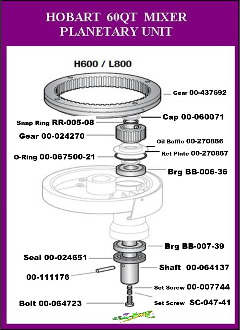 rinta　ヒートンサブパーツ Hobart 60 Qt Planetary Agitator Bearing Rebuild Kit H600 - eZkwip