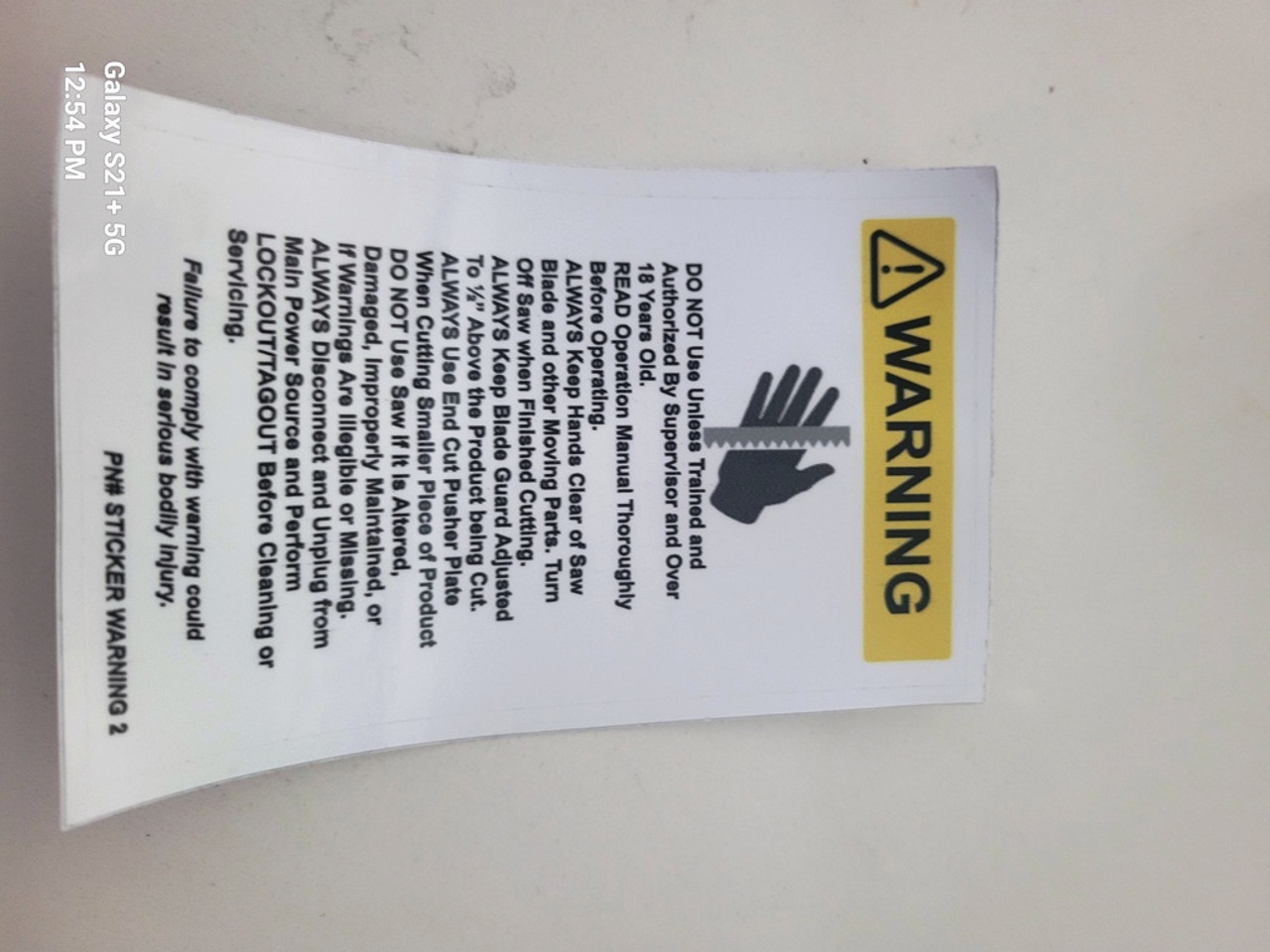 Biro Warning Label Exposed Blade 708