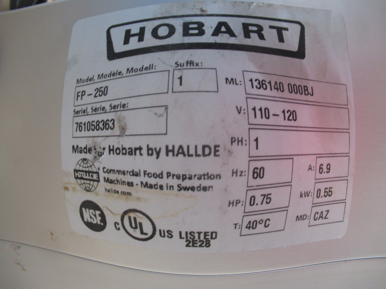 Hobart FP250-1 Automatic Food Processor Chopper