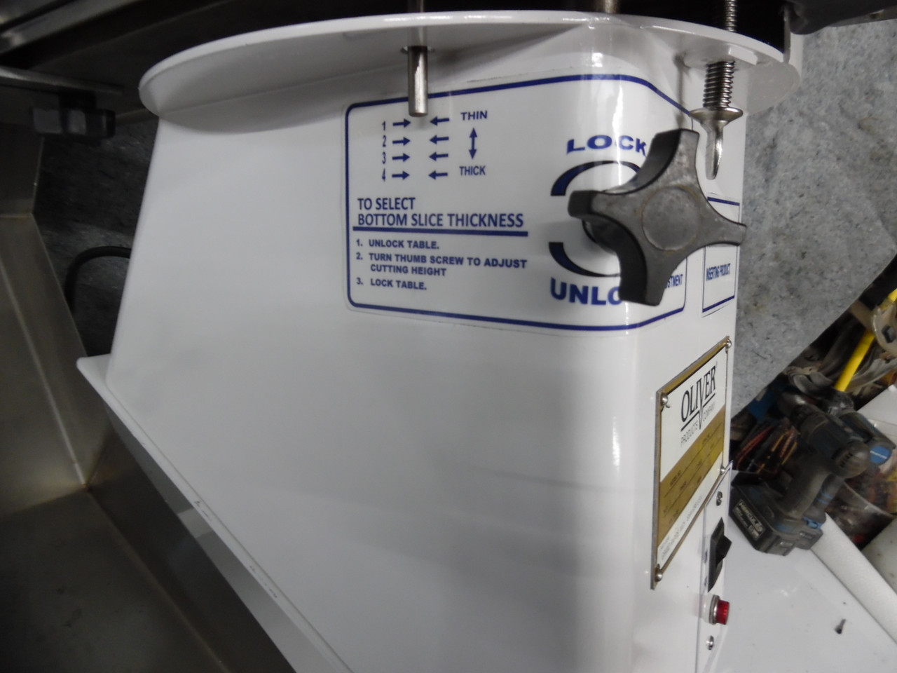 Oliver 702-N Commercial Bagel and Bun Slicer 120V With Base and Chute