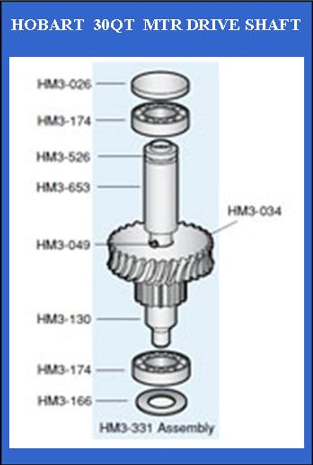 H・M様 HM3-526 Hobart 30Qt Worm Gear Shaft Step Spacer 270526