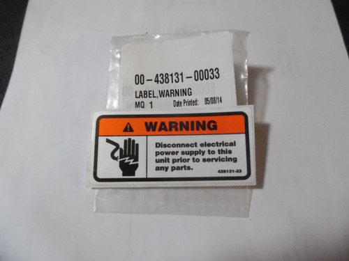 Hobart Vinyl Warning Label UNPLUG CORD 438131-33, 438131-00033