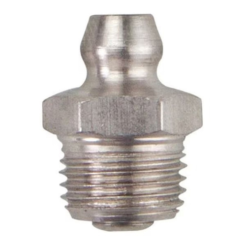 Hollymatic Steel Grease Fitting, Zinc Plated Straight 1/4"-28 Male 1-1/8" Long 2406