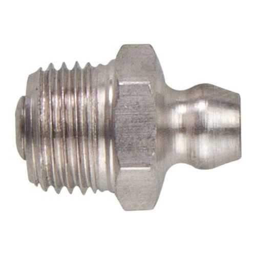 Hollymatic Steel Grease Fitting, Zinc Plated Straight 1/4"-28 Male 1-1/8" Long 2406
