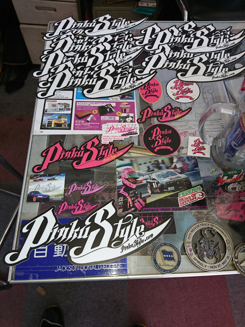 Matte Black/White Die Cut Pinku Style Sticker 