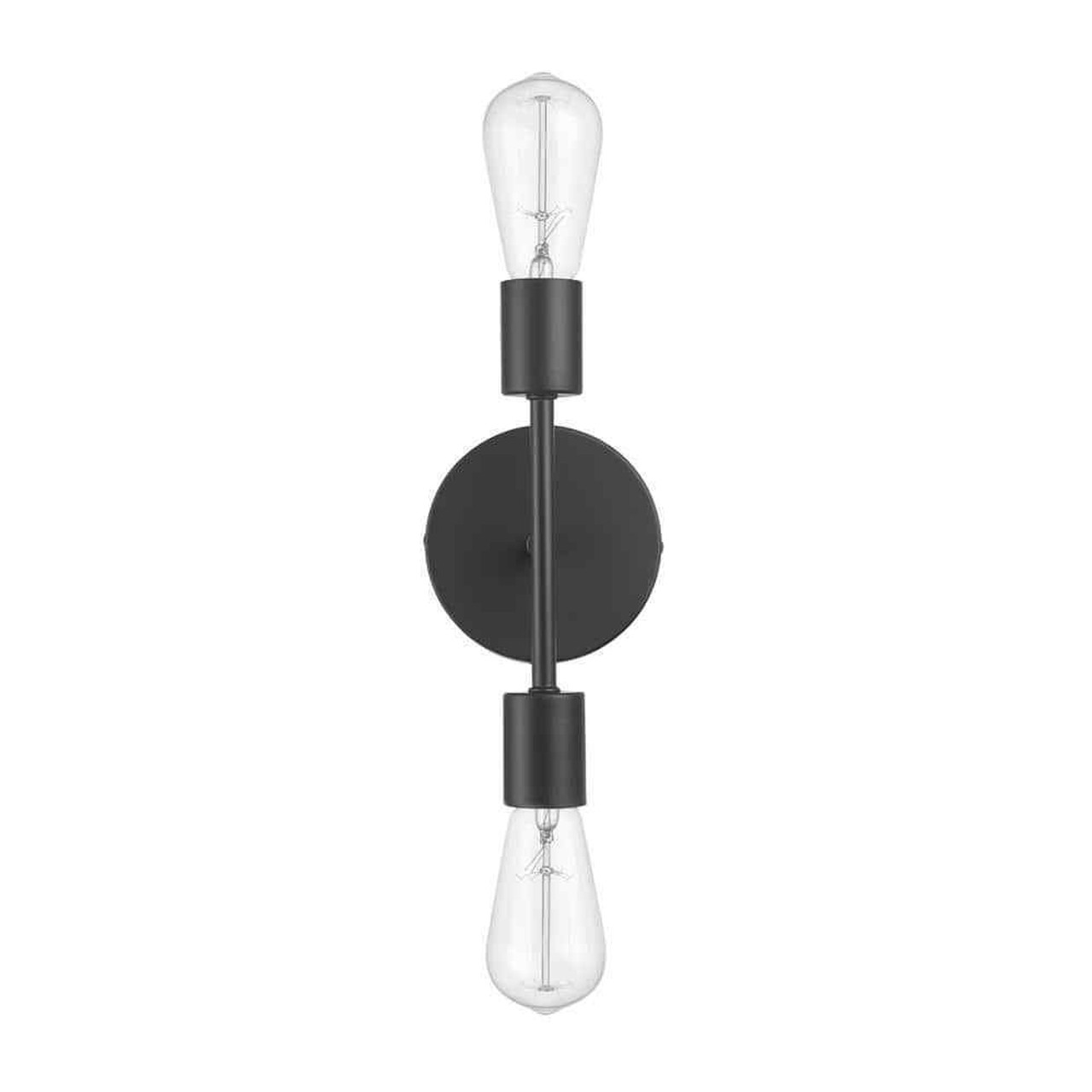 Hampton Bay Stockport 2-Light Matte Black Wall Sconce