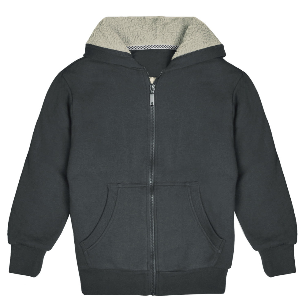 Kids Sherpa Lined Fleece Full Zip Up Hooded Sweatshirt Jacket