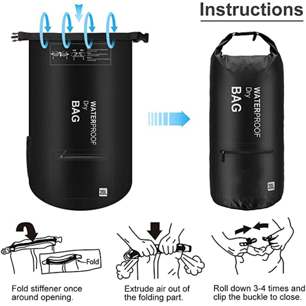 Waterproof Dry Bag Backpack for Kayaking, Hiking, Camping - 5L/10L/20L