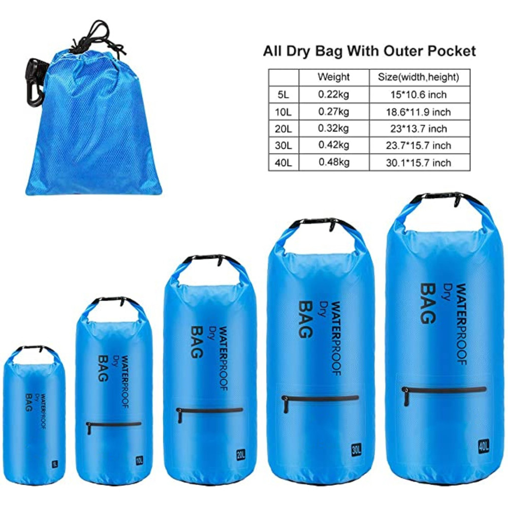 Waterproof Dry Bag Backpack for Kayaking, Hiking, Camping - 5L/10L/20L