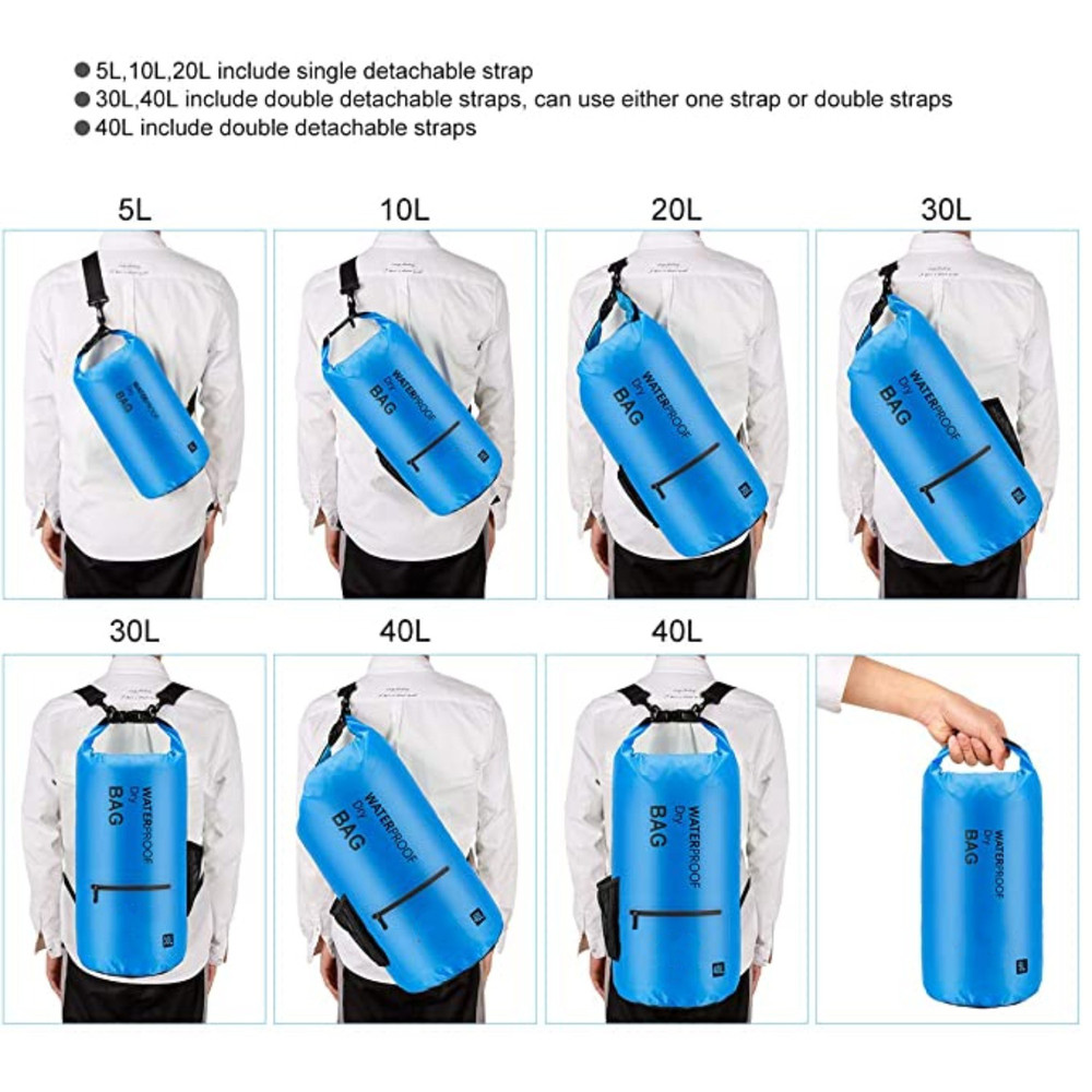 Waterproof Dry Bag Backpack for Kayaking, Hiking, Camping - 5L/10L/20L