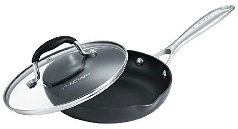 Hard-Anodized Frying Pan Two Side Spouts No Cover 8 and 10 inches 2 Pack Black