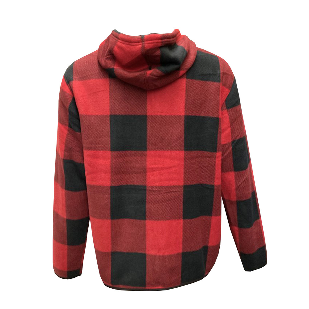 Men's Soft Sherpa Lined Zip Up Two Pocket Long Sleeve Flannel Hoodie