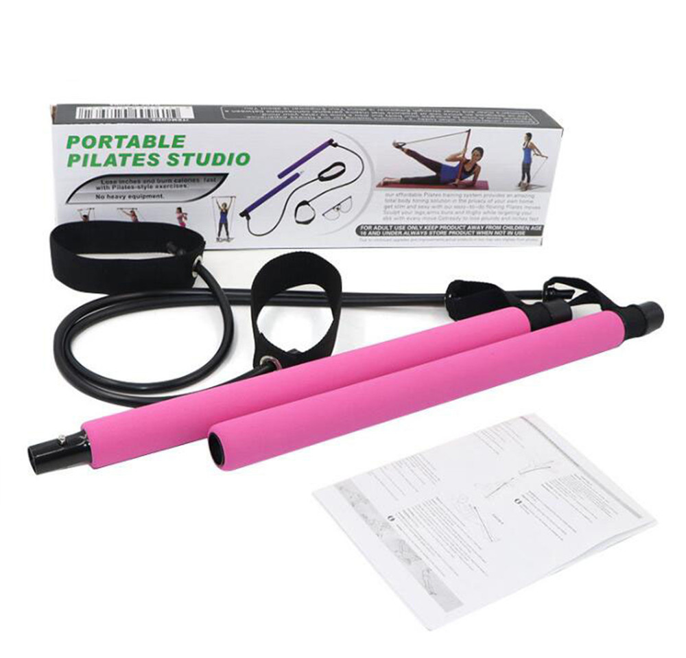 Portable Pilates Exercise Bar Studio with Resistance Band Loops Perfect for Yoga, Pilates, and Toning