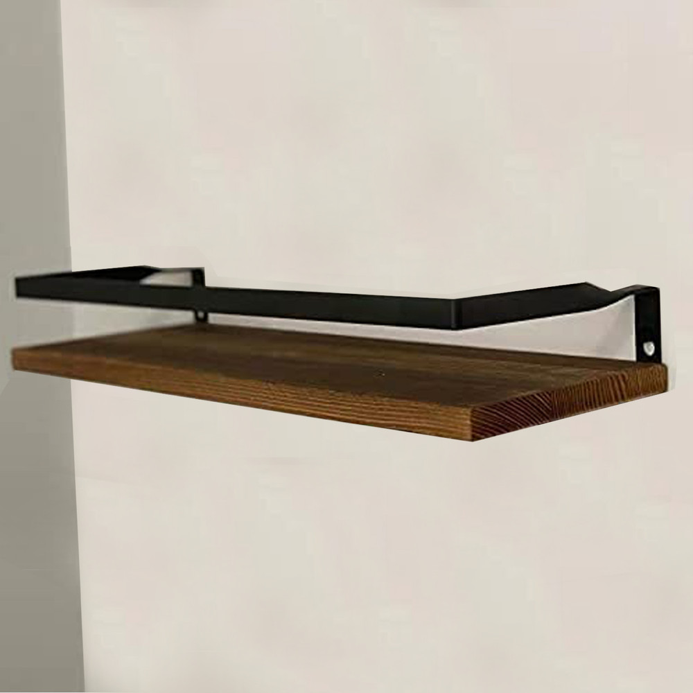 Floating Shelves Wall Mounted Set of 2 Decorative Storage Shelf + Holder Brown