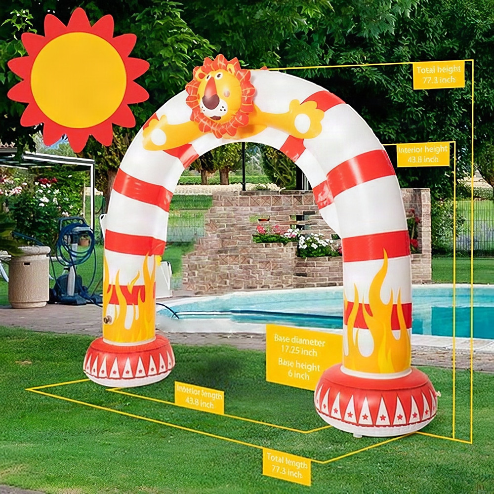 Inflatable Rainbow Lion Sprinkler Backyard  Arch, Giant Sprinkler for Kids Outdoor Play Water Toys Sprinkler for Boys Girls