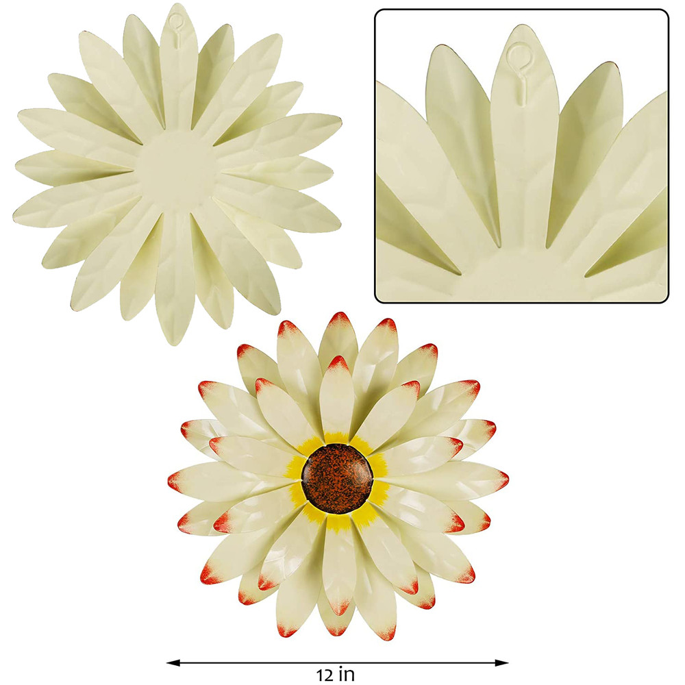 12" Metal Flower Wall Decor, Wall Art Sculpture, Metal Daisy Indoor/Outdoor