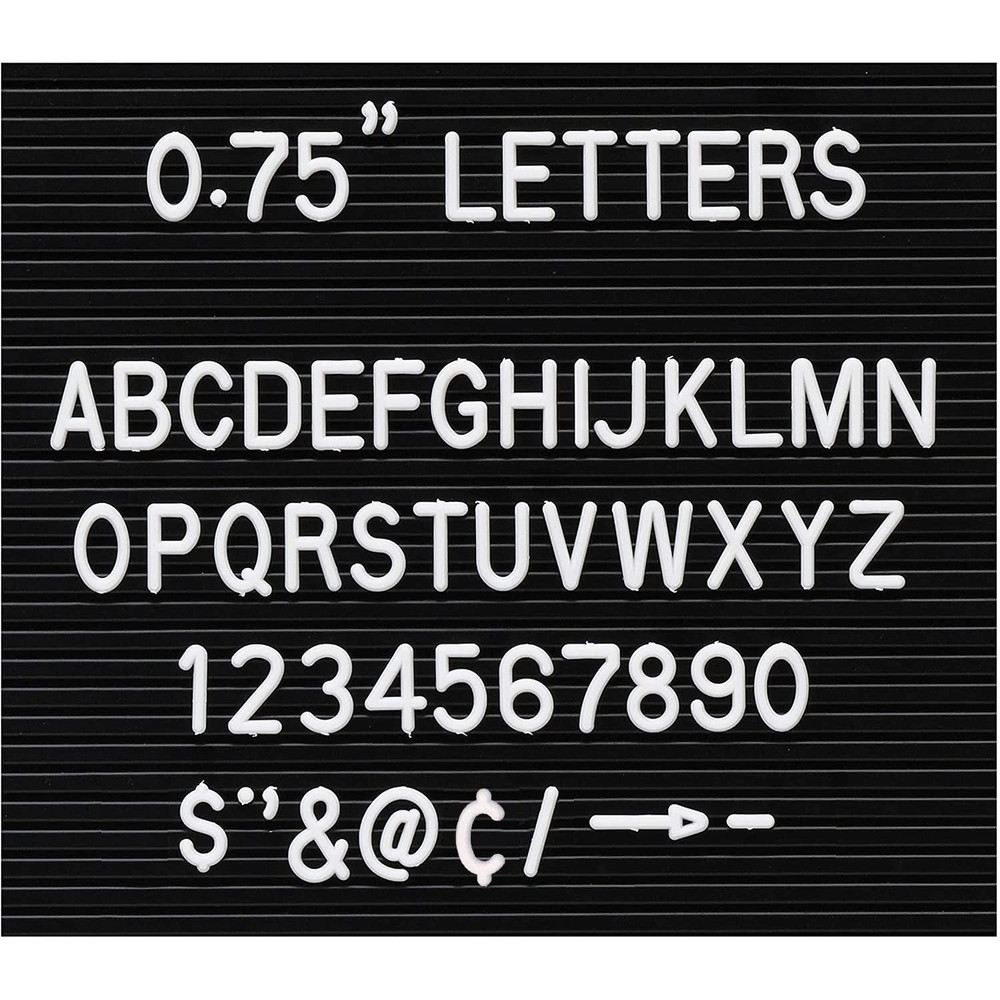 White Plastic Set of Letters Numbers and Symbols for Blackboard Home Decor Alphabet Characters for Board, 3.75" Height