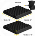 Acoustic Foam Panels Wedge Tiles For Studio etc Set of 12 - Black or Black-Red 12 x 15 x 12 inches