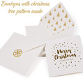 Christmas Cards Envelopes and Stickers 20 Assorted 5" x 5" Gold Foil Cards