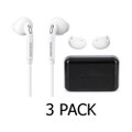 3 Pack Samsung OEM Wired 3.55mm Headset with Volume Control - Black Case