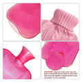 Classic Transparent 2 Liter Hot Water Bag Bottle Knitted Cover Hand Warmer Pink