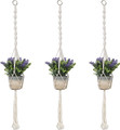 Macrame Handmade Cotton Rope Plant Hanging Basket, Flower Pots Holder 3 Pack