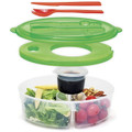 Salad Lunch Dressing Sauce Reusable 6Pc BPA-Free 4-Compartment Container - Green